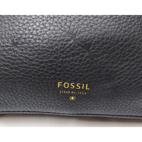 Fossil Black Pebbled Leather Zipper Expandable Crossbody Bag - Picture 4 of 16